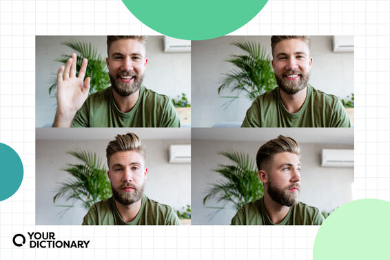 man making different faces in a grid