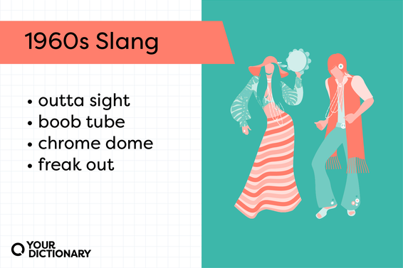 Girl dressed as a 1960s hippie as 1960s slang